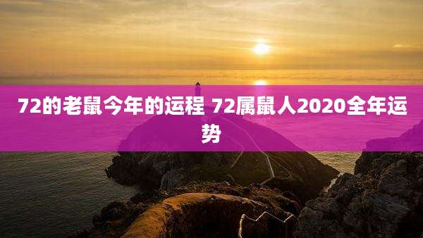 72的老鼠今年的运程 72属鼠人2020全年运势