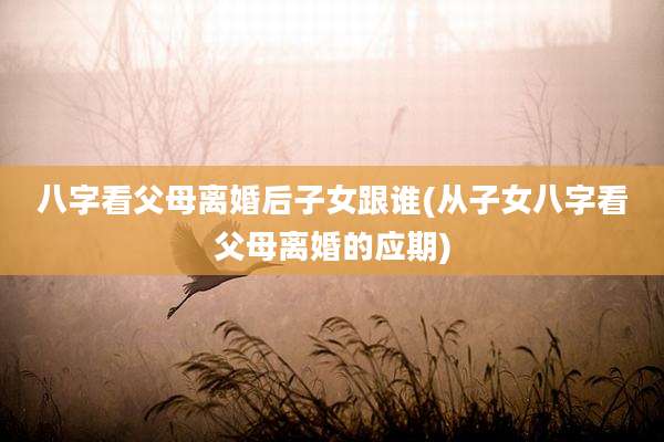 八字看父母离婚后子女跟谁(从子女八字看父母离婚的应期)