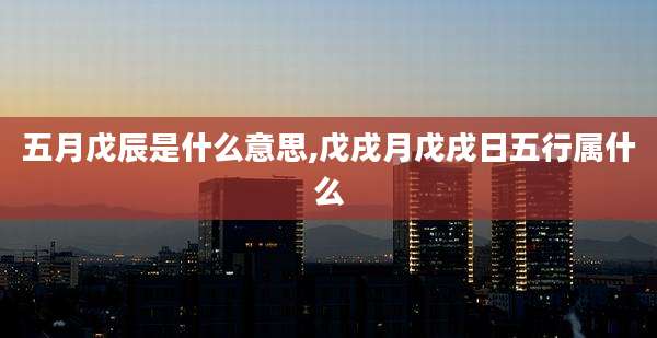 五月戊辰是什么意思,戊戌月戊戌日五行属什么