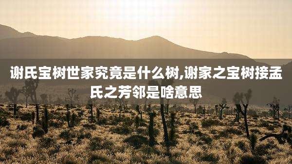 谢氏宝树世家究竟是什么树,谢家之宝树接孟氏之芳邻是啥意思