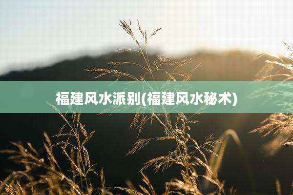 福建风水派别(福建风水秘术)