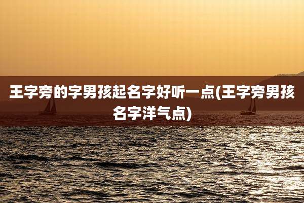 王字旁的字男孩起名字好听一点(王字旁男孩名字洋气点)