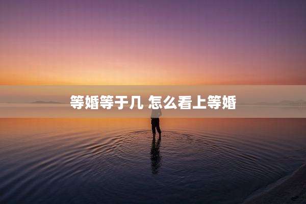 等婚等于几 怎么看上等婚