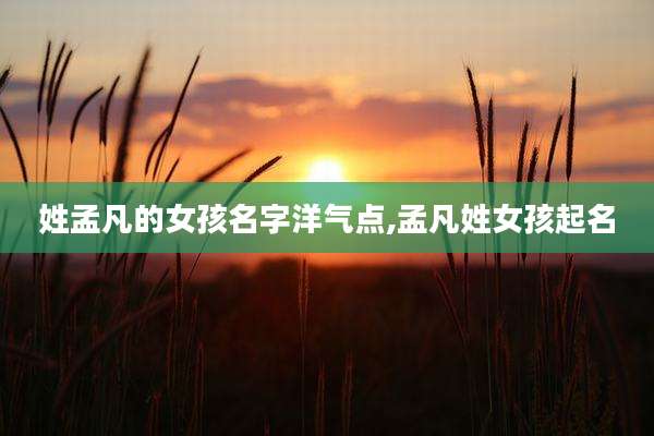 姓孟凡的女孩名字洋气点,孟凡姓女孩起名