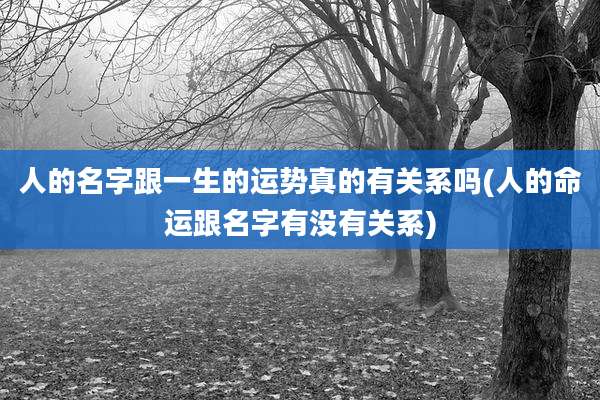 人的名字跟一生的运势真的有关系吗(人的命运跟名字有没有关系)