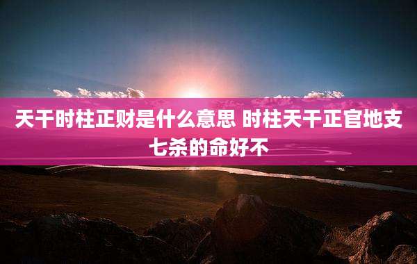 天干时柱正财是什么意思 时柱天干正官地支七杀的命好不