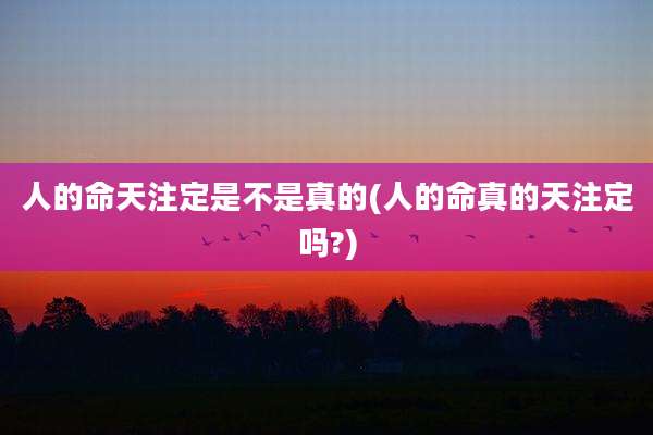 人的命天注定是不是真的(人的命真的天注定吗?)