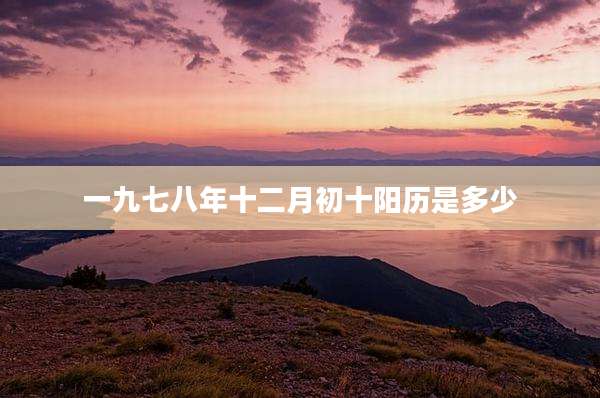 一九七八年十二月初十阳历是多少