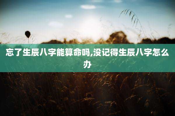 忘了生辰八字能算命吗,没记得生辰八字怎么办