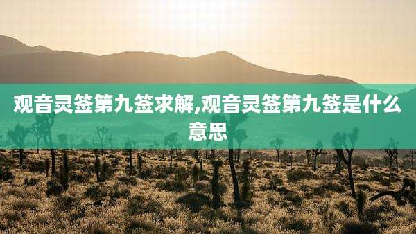 观音灵签第九签求解,观音灵签第九签是什么意思