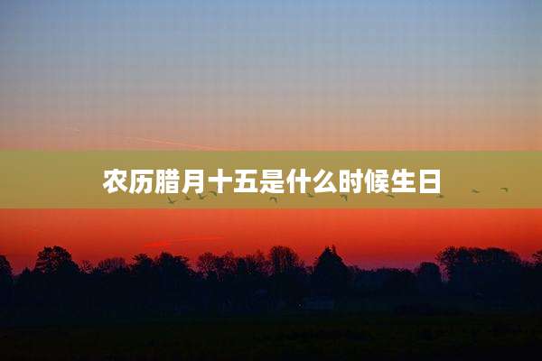 农历腊月十五是什么时候生日