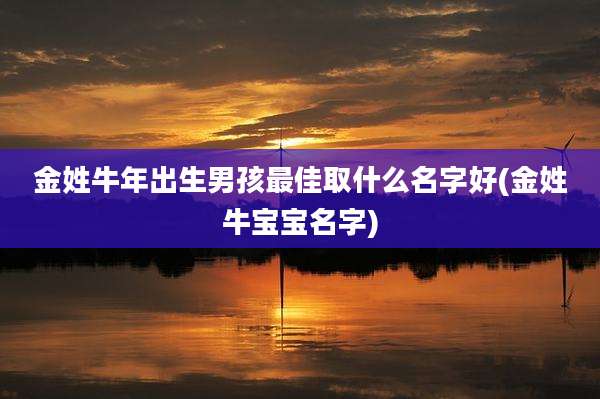 金姓牛年出生男孩最佳取什么名字好(金姓牛宝宝名字)