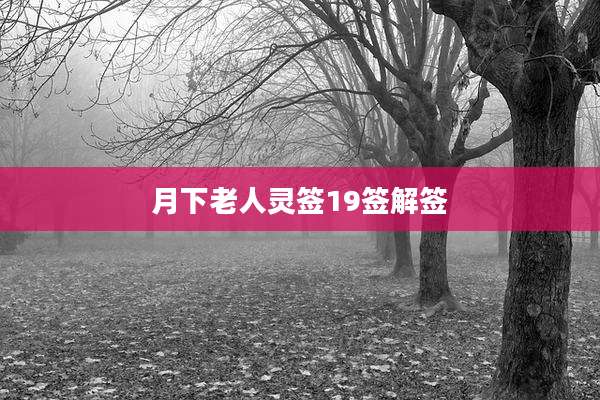 月下老人灵签19签解签
