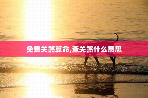 免费关煞算命,查关煞什么意思