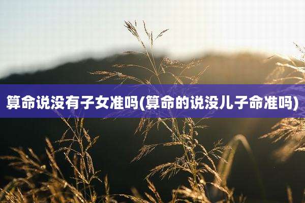 算命说没有子女准吗(算命的说没儿子命准吗)