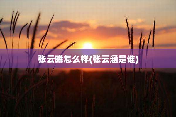 张云曦怎么样(张云涵是谁)