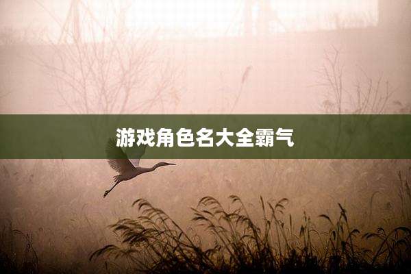 游戏角色名大全霸气