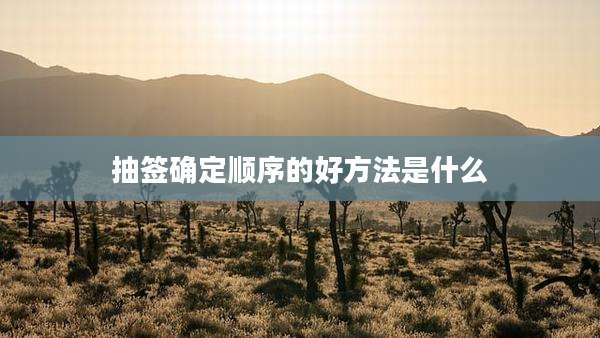 抽签确定顺序的好方法是什么