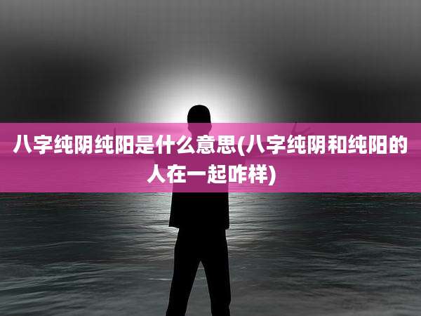 八字纯阴纯阳是什么意思(八字纯阴和纯阳的人在一起咋样)