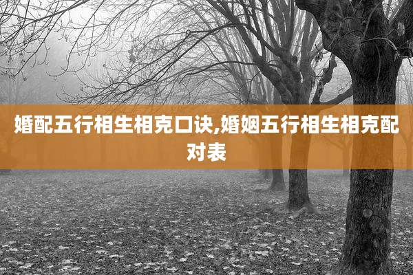 婚配五行相生相克口诀,婚姻五行相生相克配对表