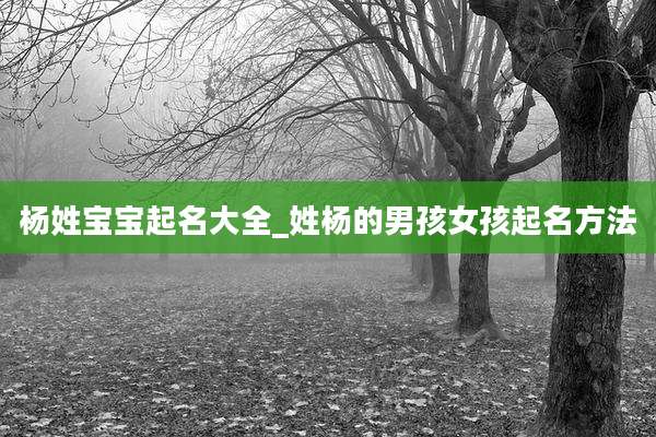 杨姓宝宝起名大全_姓杨的男孩女孩起名方法