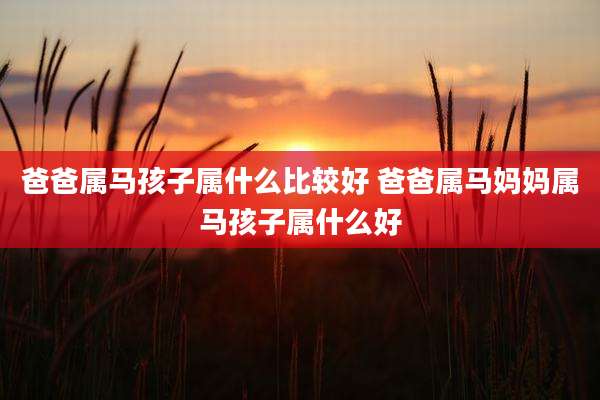 爸爸属马孩子属什么比较好 爸爸属马妈妈属马孩子属什么好