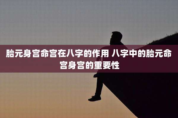 胎元身宫命宫在八字的作用 八字中的胎元命宫身宫的重要性