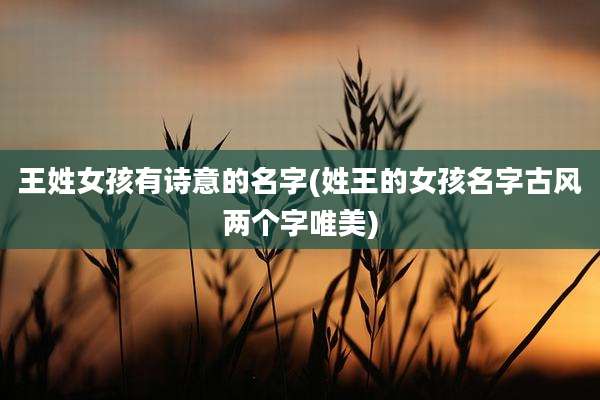王姓女孩有诗意的名字(姓王的女孩名字古风两个字唯美)