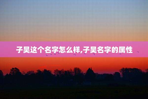 子昊这个名字怎么样,子昊名字的属性
