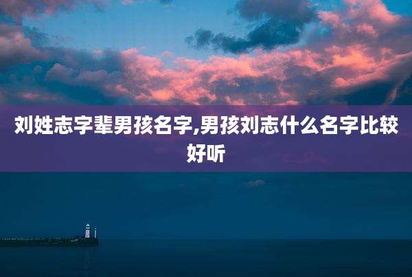 刘姓志字辈男孩名字,男孩刘志什么名字比较好听