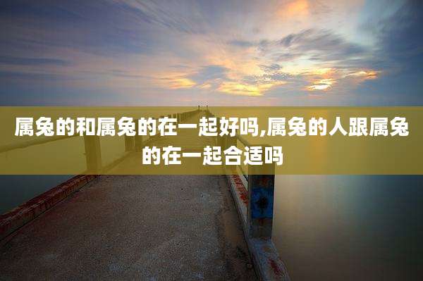 属兔的和属兔的在一起好吗,属兔的人跟属兔的在一起合适吗