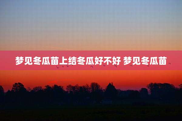梦见冬瓜苗上结冬瓜好不好 梦见冬瓜苗