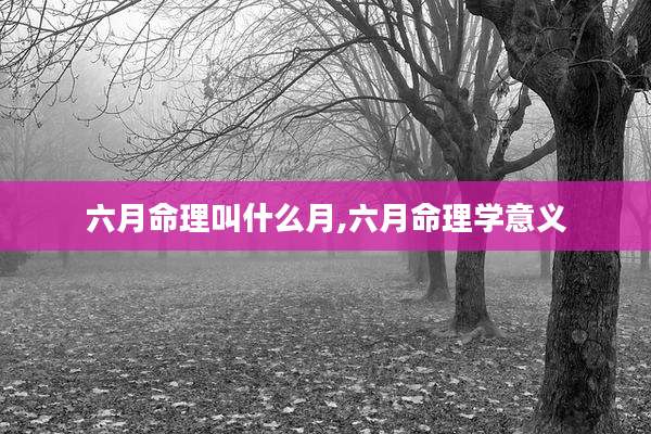 六月命理叫什么月,六月命理学意义