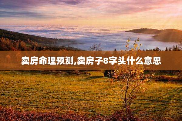 卖房命理预测,卖房子8字头什么意思