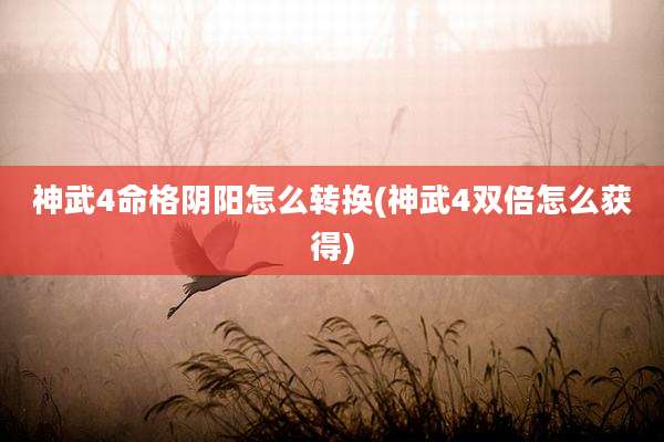 神武4命格阴阳怎么转换(神武4双倍怎么获得)