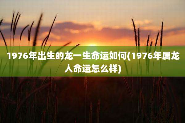 1976年出生的龙一生命运如何(1976年属龙人命运怎么样)