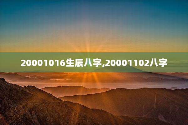 20001016生辰八字,20001102八字