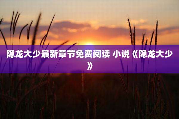 隐龙大少最新章节免费阅读 小说《隐龙大少》