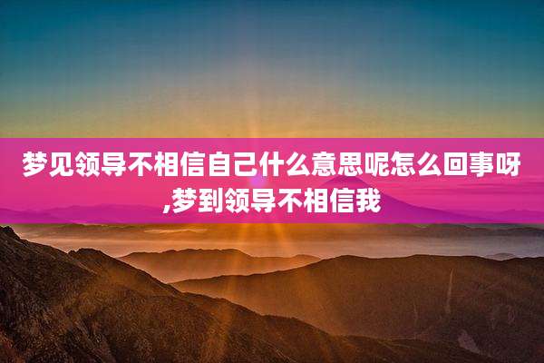 梦见领导不相信自己什么意思呢怎么回事呀,梦到领导不相信我