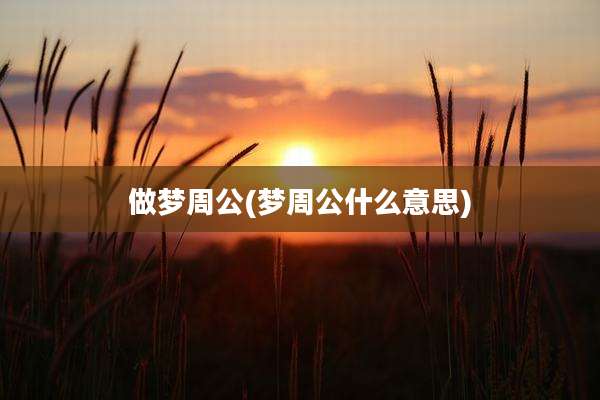 做梦周公(梦周公什么意思)