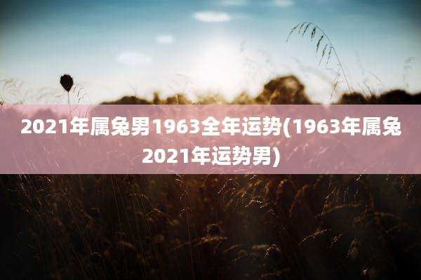 2021年属兔男1963全年运势(1963年属兔2021年运势男)