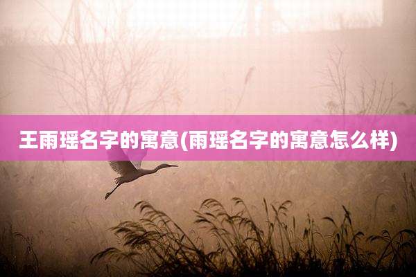 王雨瑶名字的寓意(雨瑶名字的寓意怎么样)