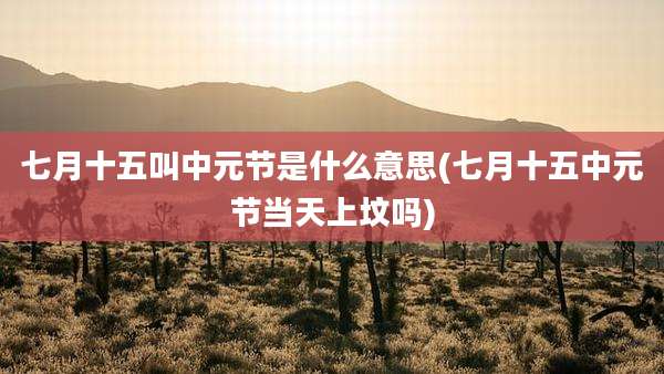 七月十五叫中元节是什么意思(七月十五中元节当天上坟吗)