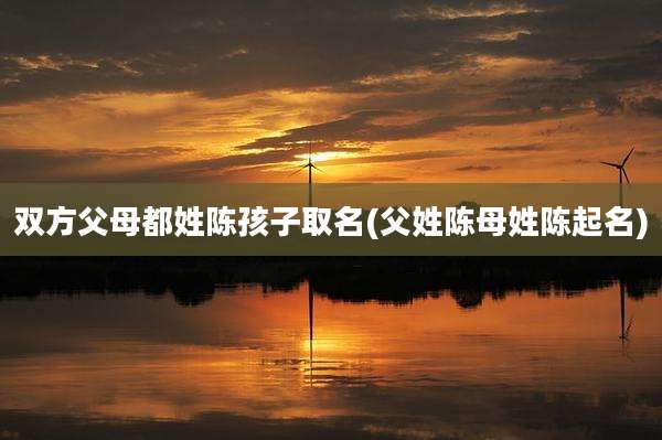 双方父母都姓陈孩子取名(父姓陈母姓陈起名)