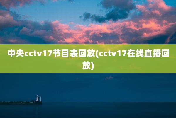 中央cctv17节目表回放(cctv17在线直播回放)