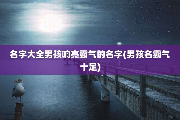 名字大全男孩响亮霸气的名字(男孩名霸气十足)