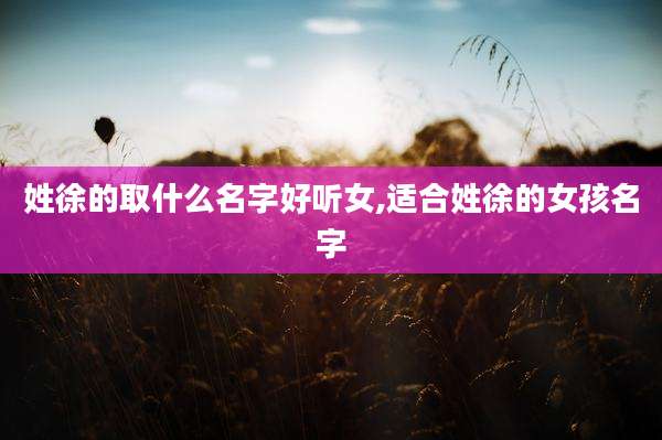 姓徐的取什么名字好听女,适合姓徐的女孩名字