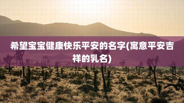 希望宝宝健康快乐平安的名字(寓意平安吉祥的乳名)