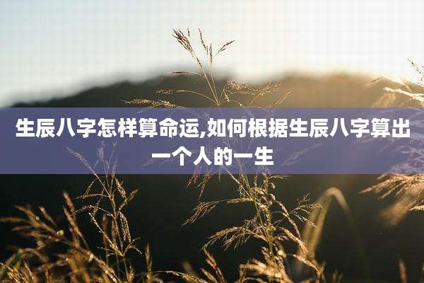 生辰八字怎样算命运,如何根据生辰八字算出一个人的一生
