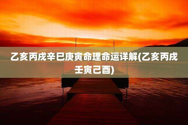乙亥丙戌辛巳庚寅命理命运详解(乙亥丙戌壬寅己酉)